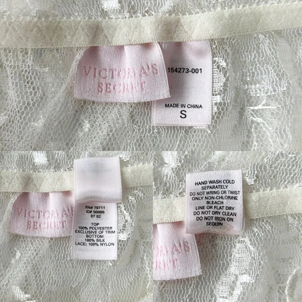 Victoria's Secret Y2K White Sheer Lace Bell‎ Sleeve Ruffle Nightie Lingerie (S)